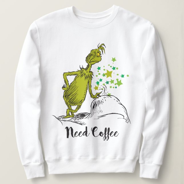 Sudadera Grinch | Divertido Necesito Café (Anverso del diseño)