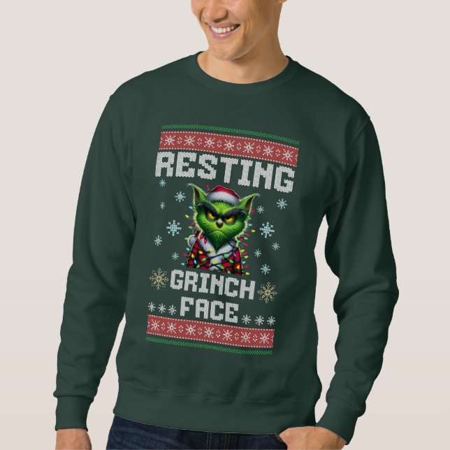 Sudadera Grinch Face Ugly Navidades divertidos en anidación (Anverso)