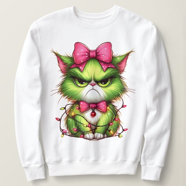 Sudadera Grinchy Kitty Christmas Sweatshirt (Anverso del diseño)
