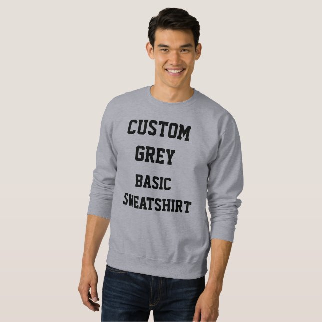 Sudadera gris básica personalizada para hombre (Anverso completo)