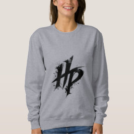 Sudadera gris con gráfico desgastado de monograma