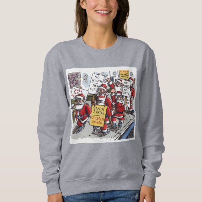 Sudadera gris de mujer con Santa Strike (Anverso)