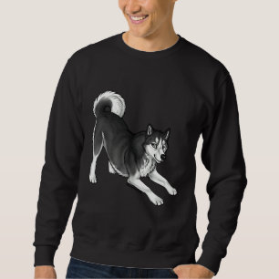 Sudadera Gris Jugando Husky
