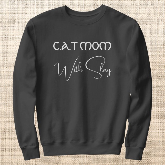 Sudadera Gris Mamá Gato Escritura Blanca Amante de Mascotas (Subido por el creador)