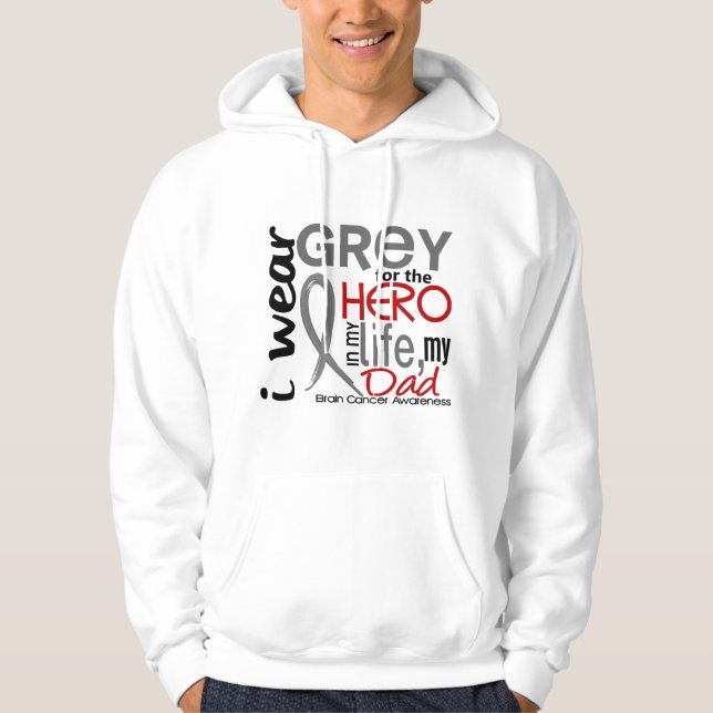 Sudadera Gris para mi cáncer de cerebro del papá del héroe (Anverso)