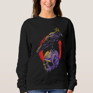 Sudadera Grito gótico Corona de cuervo espeluznante pájaro 