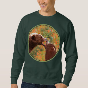Sudadera Grizzly Bear Mom y Cub Pintando Arte de Vida Silve