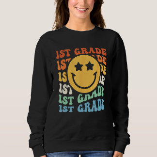 Sudadera Groovy 1st grade Vibes Face Retro Teachers Back To