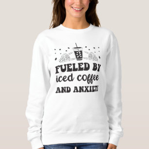 Sudadera Groovy Alimentado por Café con Hielo y Ansiedad Ca