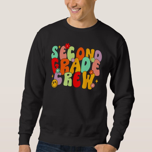 Sudadera Groovy Back To School Second Grade Crew First Day  (Anverso)