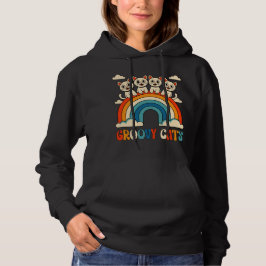 Sudadera Groovy Cats Retro Rainbow Design