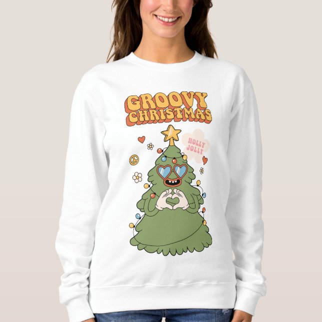 Sudadera Groovy Christmas Tree - Holly Jolly Vibes (Anverso)