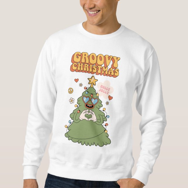 Sudadera Groovy Christmas Tree - Holly Jolly Vibes (Anverso)