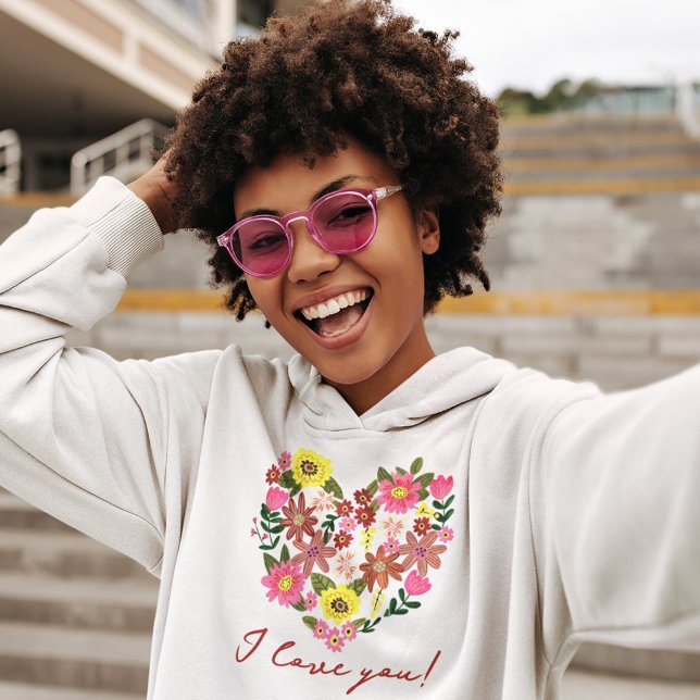 Sudadera Groovy daisy rosa Flor corazón San Valentín (Subido por el creador)