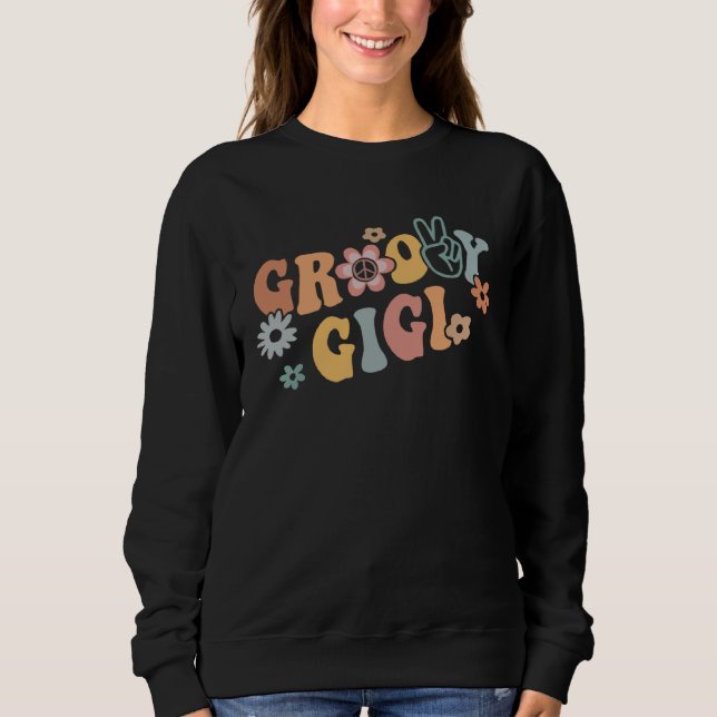 Sudadera Groovy Gigi Peace Sign Hand Flower Retro Wavy Groo (Anverso)