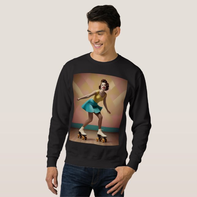 Sudadera "Groovy Glide: Ritmos retro sobre ruedas de esquí" (Anverso completo)
