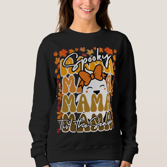 Sudadera Groovy Halloween Mamá cae linda fantasma de hal gr (Anverso)
