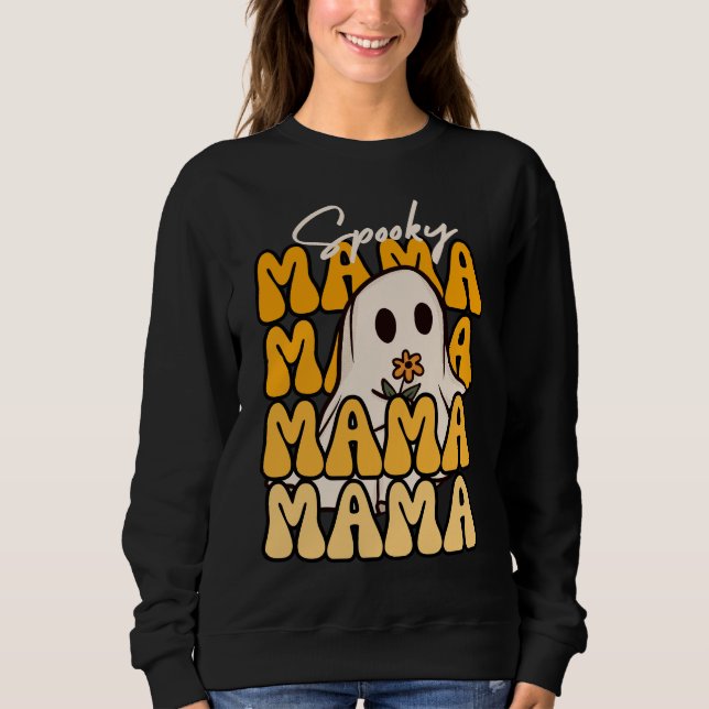 Sudadera Groovy Halloween Mama Flor Fantasma Halloween (Anverso)