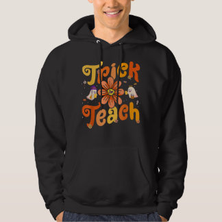 Sudadera Groovy Halloween Trick o Teach Retro Floral Ghost