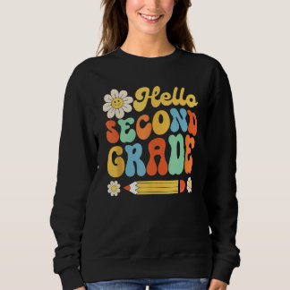 Sudadera Groovy Hello Second Grade First Day Of School Teac