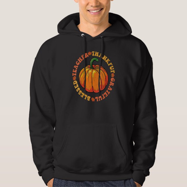 Sudadera Groovy Hippy Teacher Thankful Grateful Blessed Fal (Anverso)