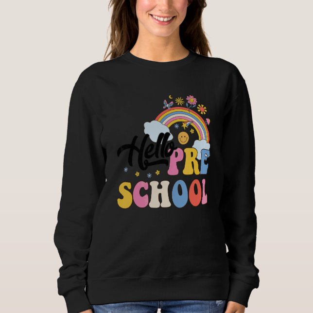 Sudadera Groovy Hola Preescolar Rainbow Profesores Estudian (Anverso)