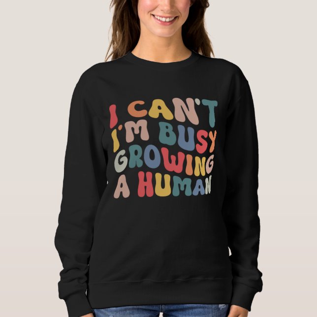 Sudadera Groovy I Cant Im Busy Growing a Human Funny Mother (Anverso)