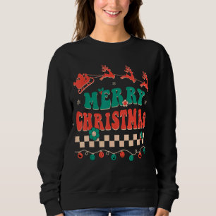 Sudadera Groovy Merry Christmas Luces Hippie Santa Family