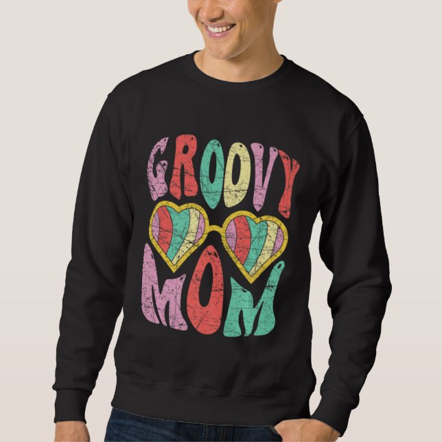 Sudadera Groovy Mom Retro 70s Aesthetic Heart Glasses Mothe (Anverso)