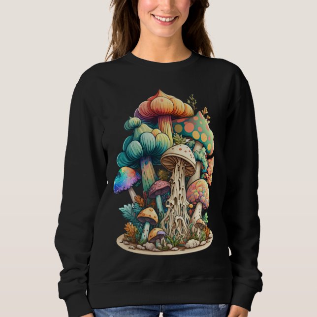 Sudadera Groovy Mushroom 70 s Hippy Colorful Graphic Womens (Anverso)