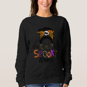Sudadera Groovy One Spooky Mama Messy Bun Women Witch Mom H