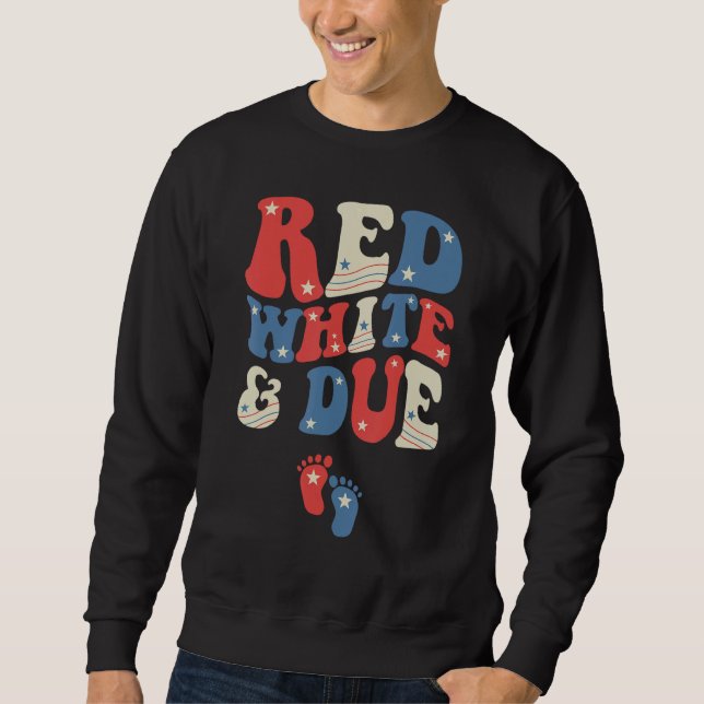 Sudadera Groovy Red White And Due Baby Reveal 4th of July M (Anverso)