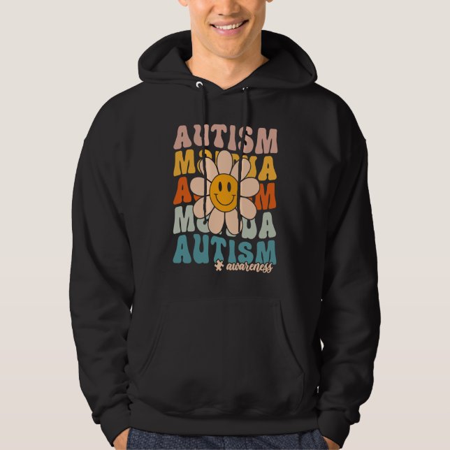 Sudadera Groovy Retro Autism Awareness Month Puzzle Piece S (Anverso)