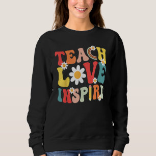 Sudadera Groovy Retro Enseña Ama Inspira Té de Regreso a la