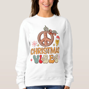 Sudadera Groovy Retro Navidades vibes signo de paz