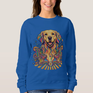 Sudadera Groovy Retro Psicodélico Golden Retriever Paz 