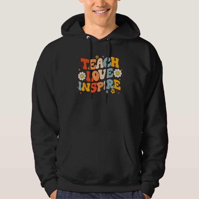 Sudadera Groovy Retro Teach Love Inspire Teacher Back To Sc (Anverso)
