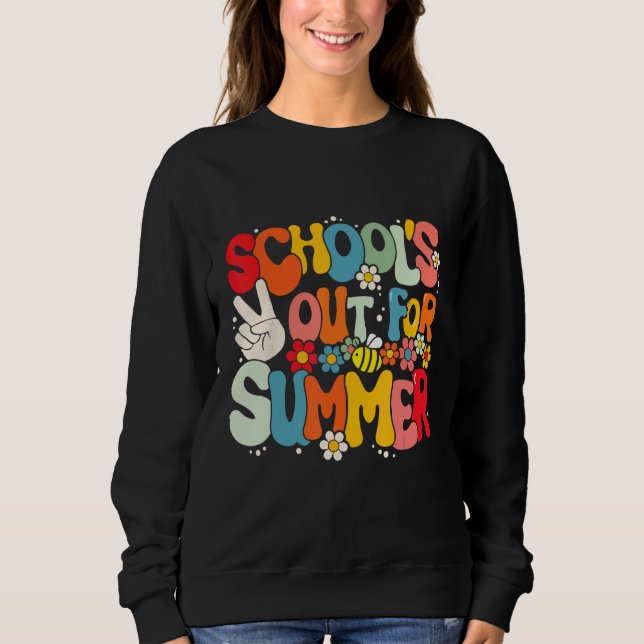 Sudadera Groovy School s Out For Summer Graduation Teacher  (Anverso)