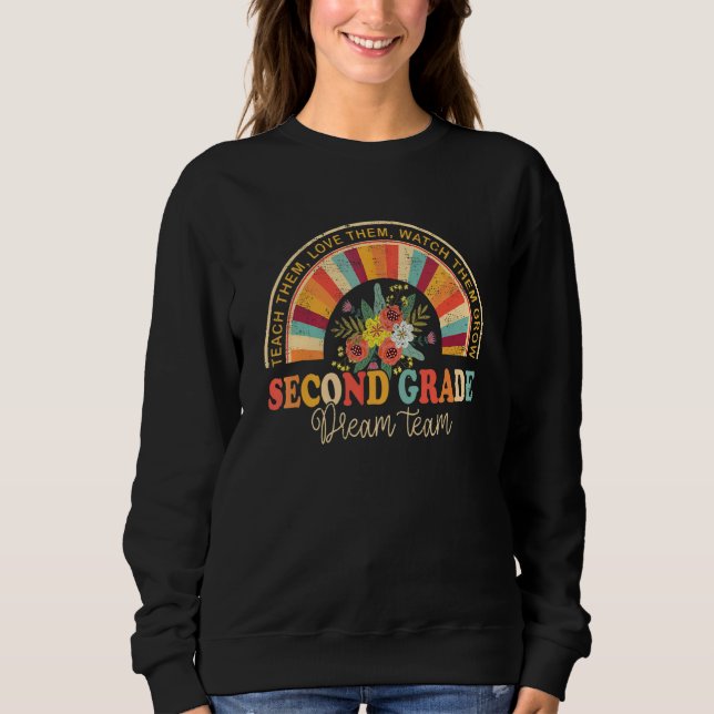 Sudadera Groovy Second Grade Vibes Team Retro Back To Schoo (Anverso)