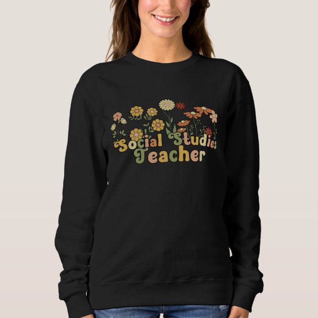 Sudadera Groovy Social Studies Teacher Flowers (Anverso)