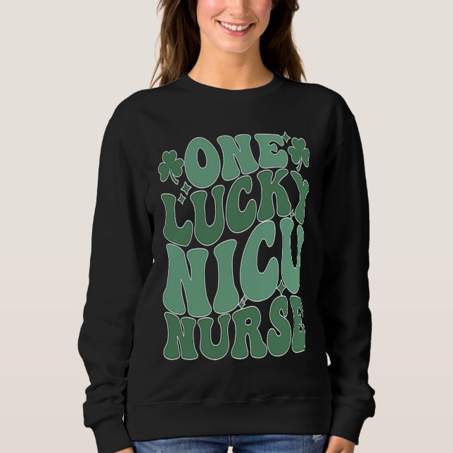 Sudadera Groovy St Patrick's Day NICU Nurse Shamrock NICU N (Anverso)
