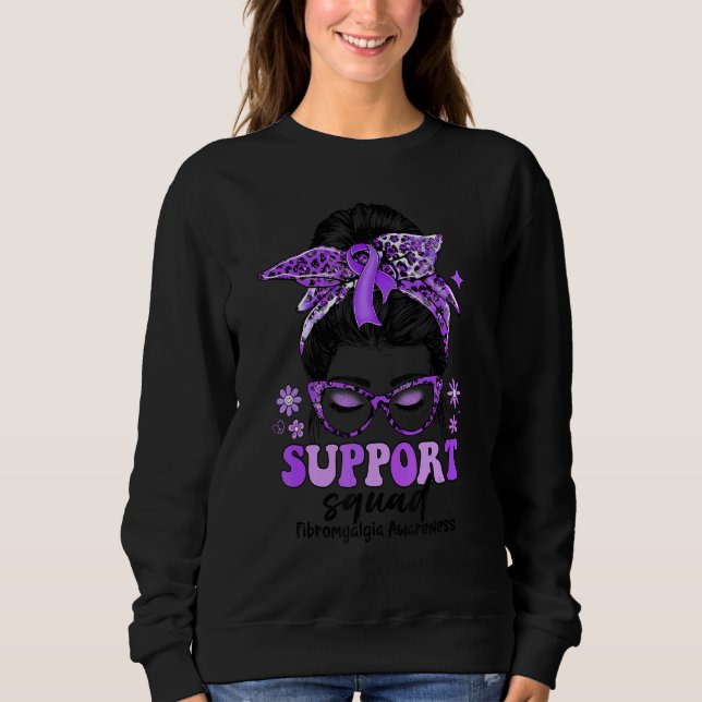 Sudadera Groovy Support Squad Messys Bun Women Fibromialgia (Anverso)