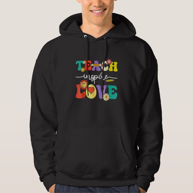 Sudadera Groovy Teach Inse Love Preschool Back To School Te (Anverso)