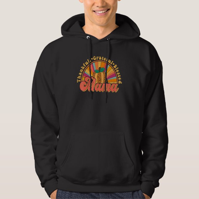 Sudadera Groovy Thankful Grateful Blessed Mama Retro Pumpki (Anverso)