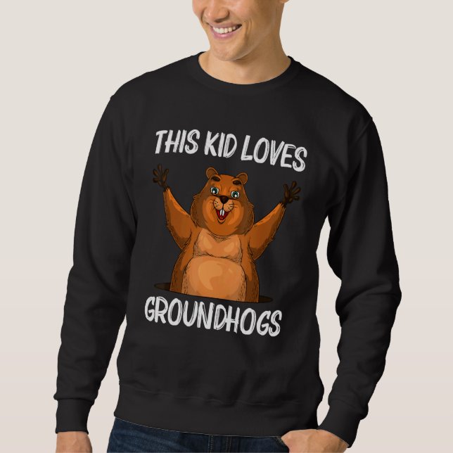 Sudadera Groundhog Para Niños Boys Woodchuck Rodent Animal (Anverso)