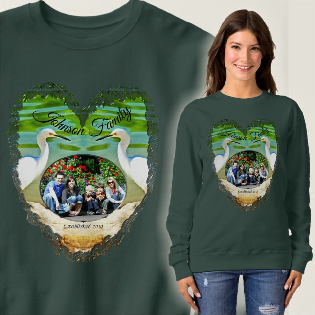 Sudadera Grúa fotográfica de familia cardíaca en el río 033 (Subido por el creador)