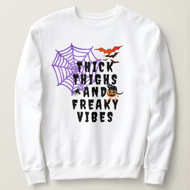 Sudadera Gruesas y vibraciones frías, Halloween femenino (Anverso del diseño)