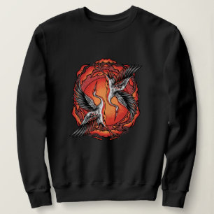 Sudadera Grullas de batalla voladoras japonesas arte asiáti