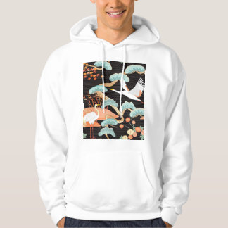 Sudadera Grullas, garzas: Patrón de pájaros japoneses.