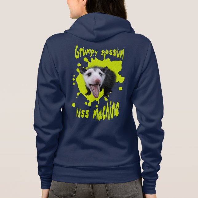 Sudadera Grumpy Possum, su máquina divertida Opossum Hissin (Reverso)